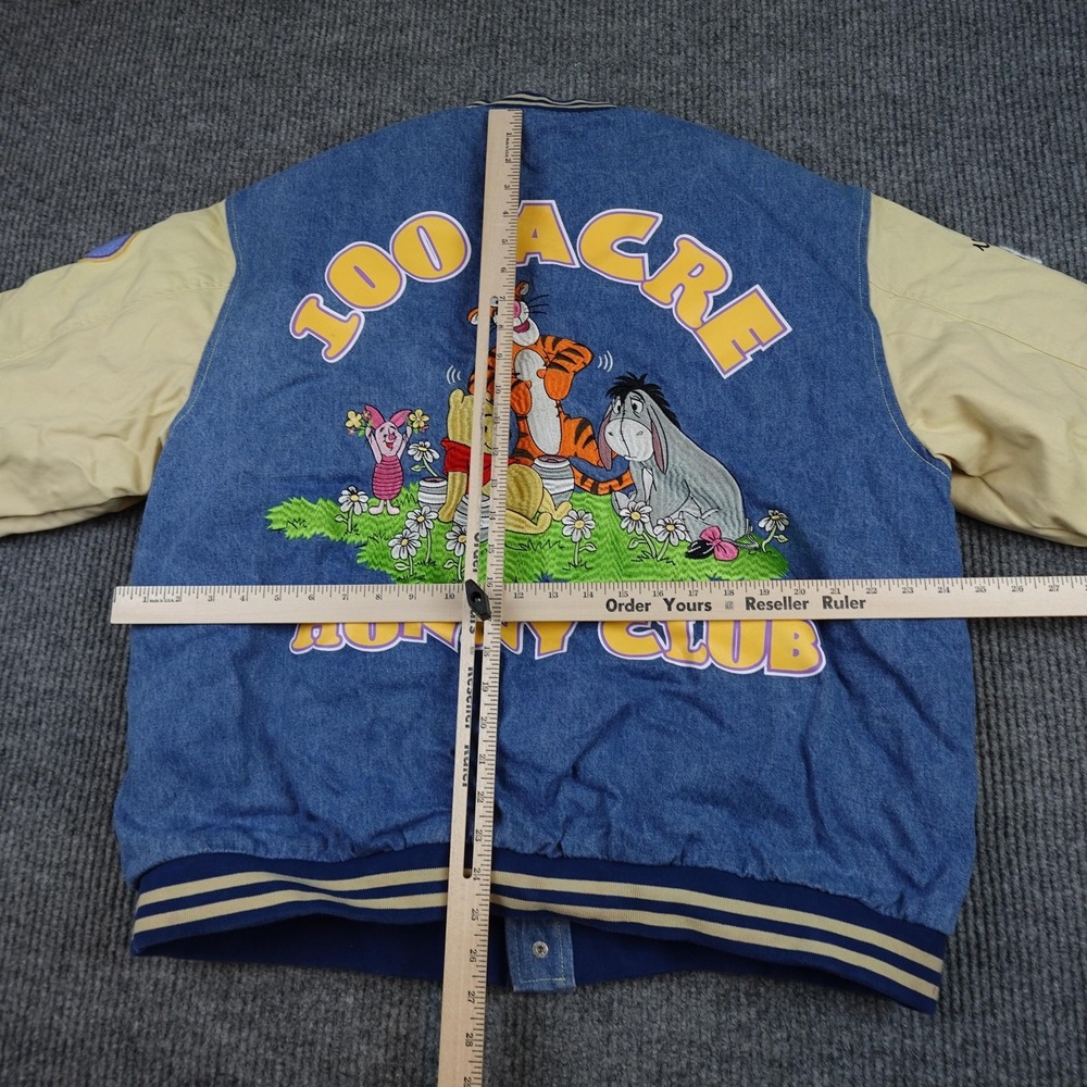 Vintage Disney Winnie The Pooh Varsity Jacket Mens XL Blue 100 Acre Hunny - Picture 9 of 12
